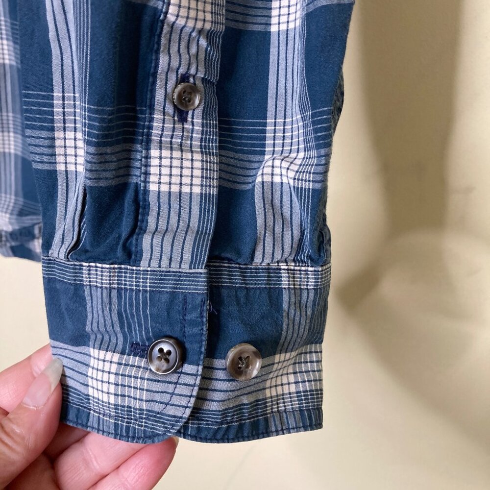 Filson Mens Small Blue Plaid Button-Up Long-Sleeve Shirt - Picture 7 of 10